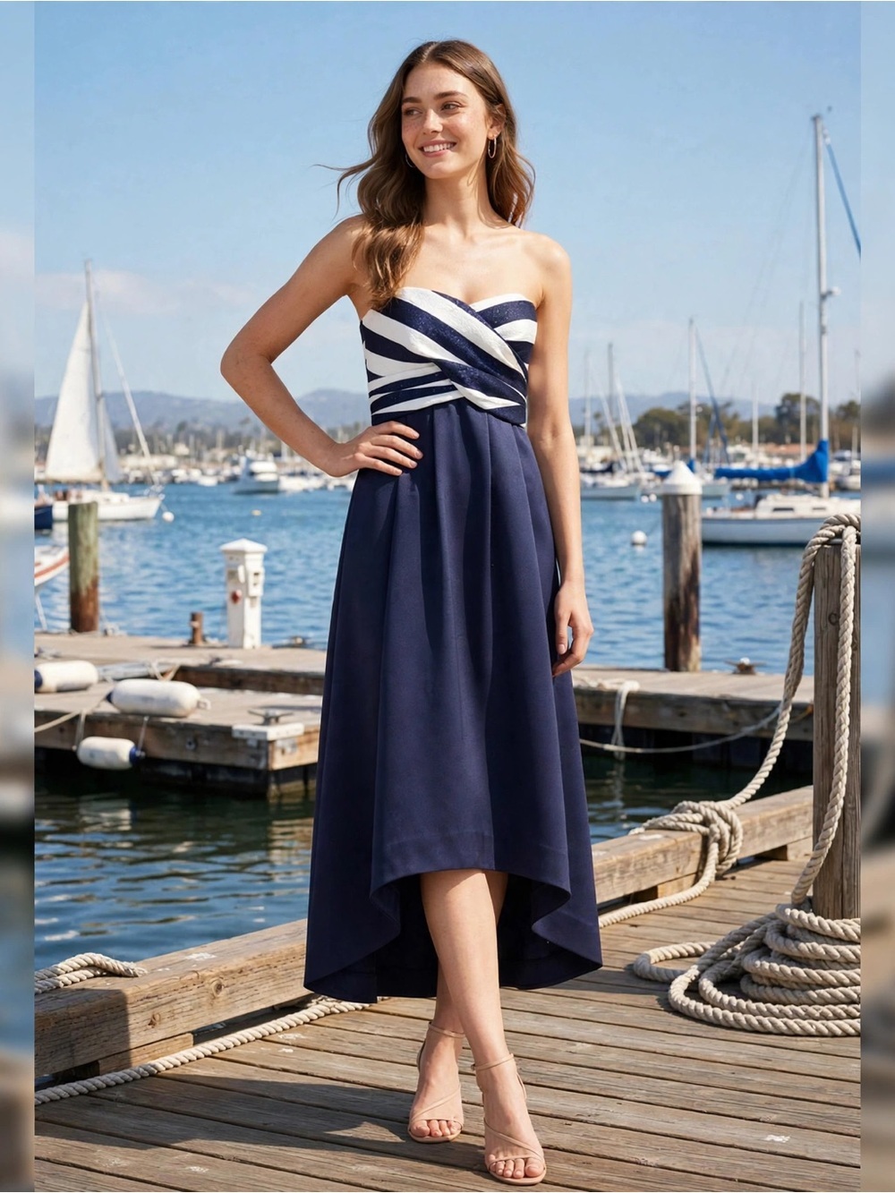 Shoshanna Dawn dress Elegant Navy Strapless Dress size 6.